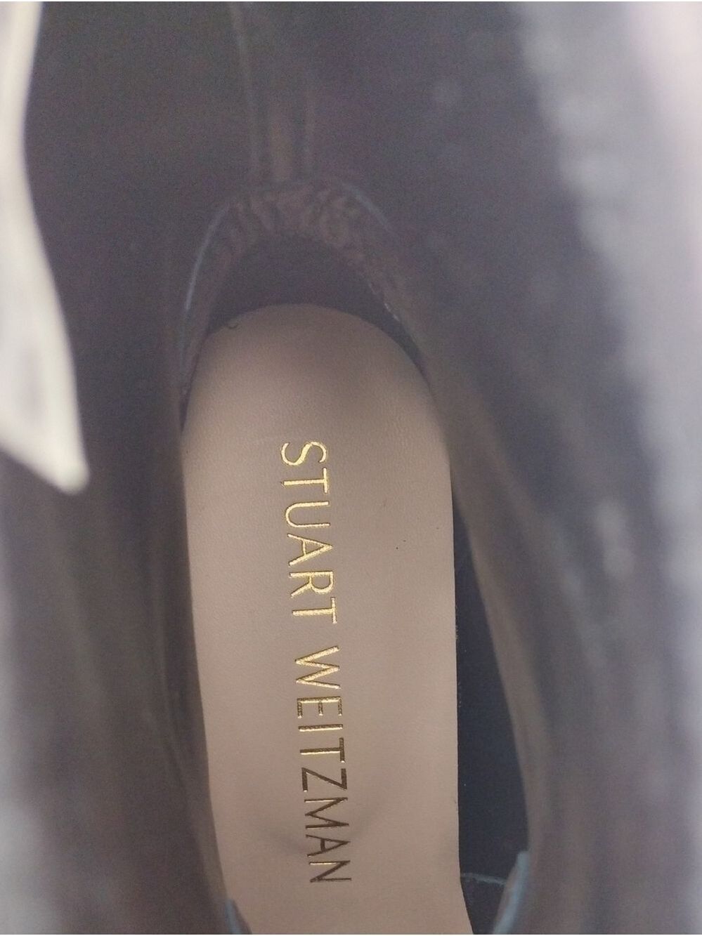 Stuart Weitzman Yuliana Black Leather Panel Upper Almond Toe Heeled Ankle Boot - Picture 11 of 15
